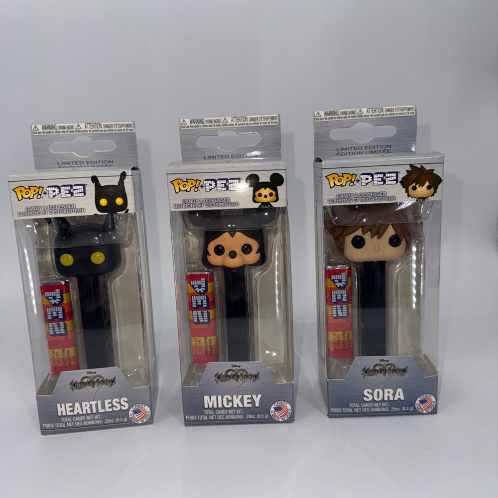 Funko Pop! PEZ Kingdom Hearts Trio - Black, Brown, Red set of three